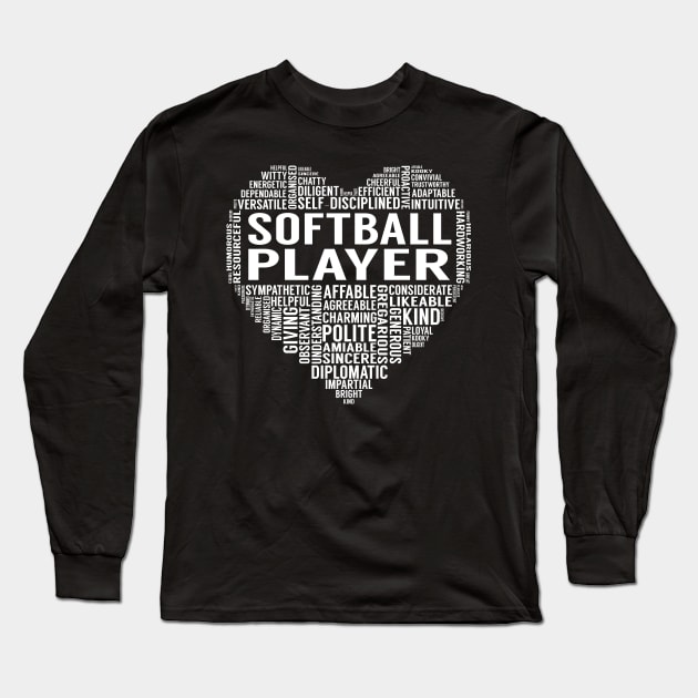 Softball Player Heart Long Sleeve T-Shirt by LotusTee